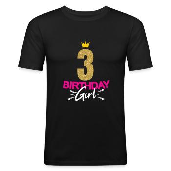 Anniversaire Fille Dames 3 Ans Drôle Dicton - T-shirt près du corps Homme - noir - Devant - Nik (191cm)