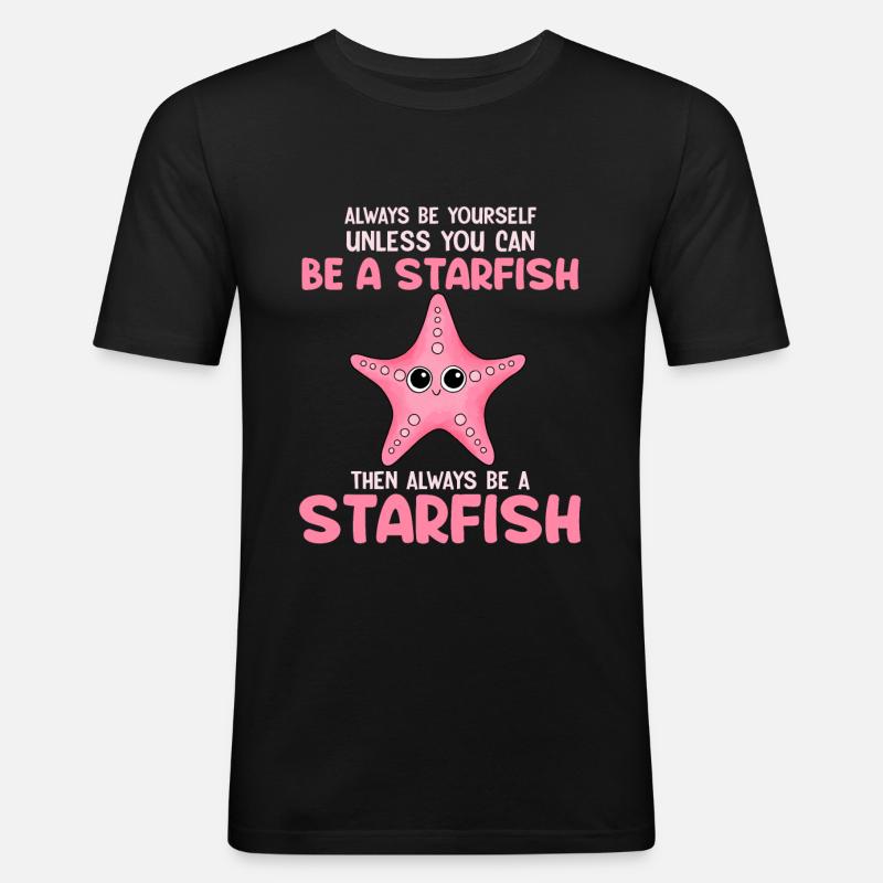 Seestern - Männer Slim Fit T-Shirt - Schwarz