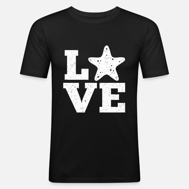 Seestern - Männer Slim Fit T-Shirt - Schwarz