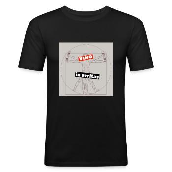 Drôle de vin à boire Design Vino à Veritas - T-shirt près du corps Homme - noir - Devant - Nik (191cm)