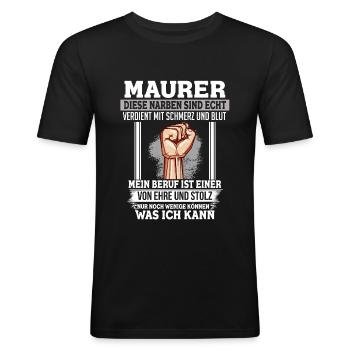 Masons honor and pride fist - Men's Slim Fit T-Shirt - black - Front - Nik (191cm)