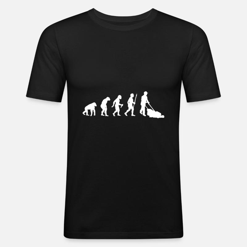 Evolution Rasenmähen Gärtner - Männer Slim Fit T-Shirt - Schwarz