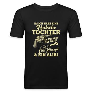 Ich habe eine hübsche Tochter Vater Geschenk - Männer Slim Fit T-Shirt - Schwarz - Vorne - Nik (191cm)