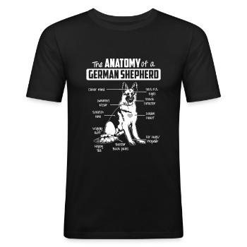 Anatomie Chien De Berger Allemand - T-shirt près du corps Homme - noir - Devant - Nik (191cm)