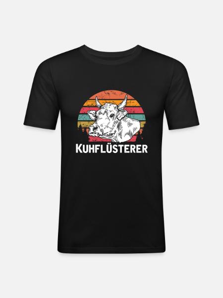 Kuhflüsterer - Männer Slim Fit T-Shirt - Schwarz