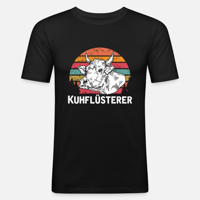 Kuhflüsterer - Männer Slim Fit T-Shirt - Schwarz