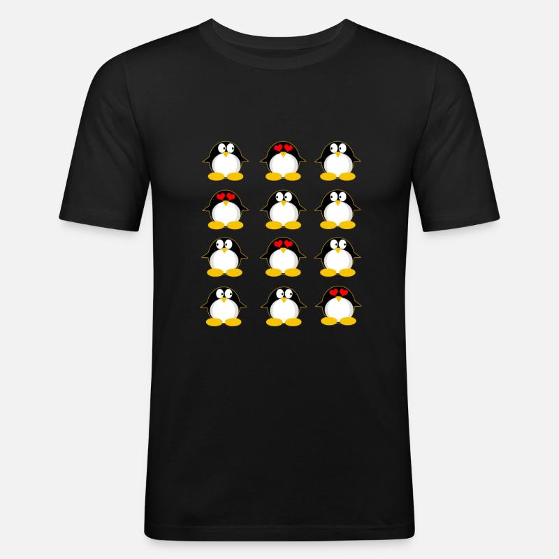 Pinguine Pinguin - Männer Slim Fit T-Shirt - Schwarz