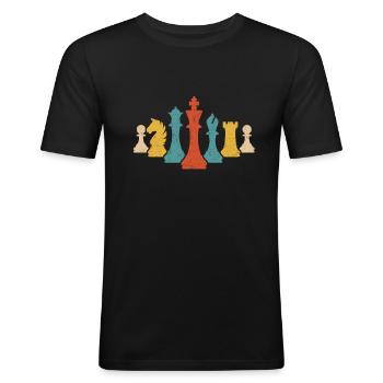 Vintage Schach - Männer Slim Fit T-Shirt - Schwarz - Vorne - Nik (191cm)