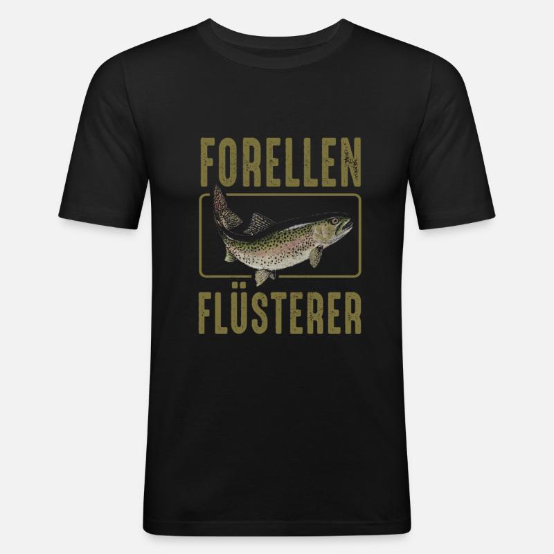 Forellen Flüsterer - Männer Slim Fit T-Shirt - Schwarz