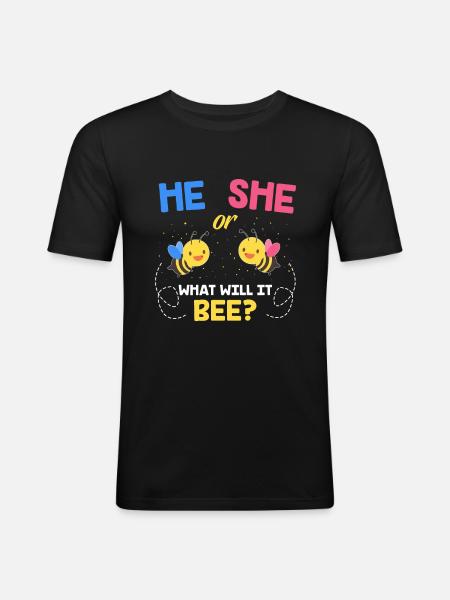 Il ou elle grossesse - T-shirt près du corps Homme - noir