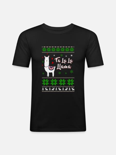 Ugly Christmas Llama - Men's Slim Fit T-Shirt - black