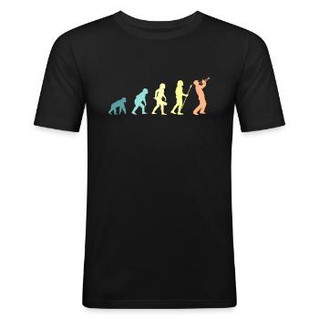 Evolution Trompete Trompeter - Männer Slim Fit T-Shirt - Schwarz - Vorne - Nik (191cm)