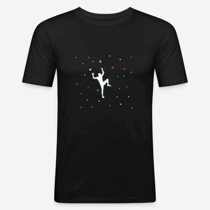Klettern Kletterwand - Männer Slim Fit T-Shirt - Schwarz