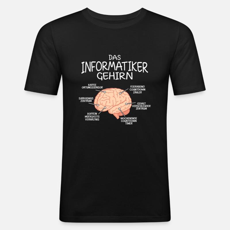 Informatiker Gehirn Informatik - Männer Slim Fit T-Shirt - Schwarz