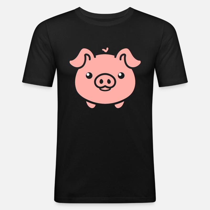 Schwein - Männer Slim Fit T-Shirt - Schwarz