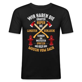 Feuerwehr große Hupen Lange Schläuche - Männer Slim Fit T-Shirt - Schwarz - Vorne - Nik (191cm)