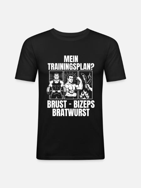 Poitrine, biceps, bratwurst - T-shirt près du corps Homme - noir