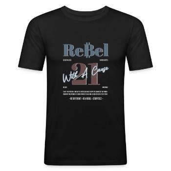 ReBel 21 - Men's Slim Fit T-Shirt - black - Front - Nik (191cm)
