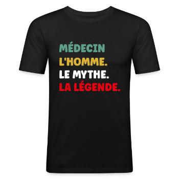médecin - T-shirt près du corps Homme - noir - Devant - Nik (191cm)