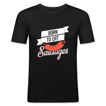 Saucisses - T-shirt près du corps Homme - noir - Devant - Nik (191cm)