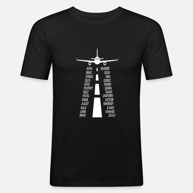 Pilot alphabet pilot airplane - Men's Slim Fit T-Shirt - black