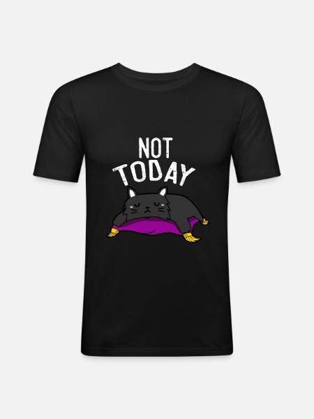 Not Today - cat - Men's Slim Fit T-Shirt - black