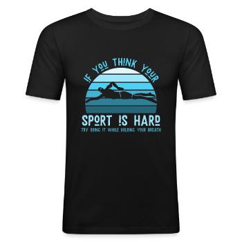 Schwimmen, Schwimmer, Sport, Tauchen - Männer Slim Fit T-Shirt - Schwarz - Vorne - Nik (191cm)