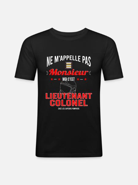 Sapeur pompier lieutenant colonel - T-shirt près du corps Homme - noir