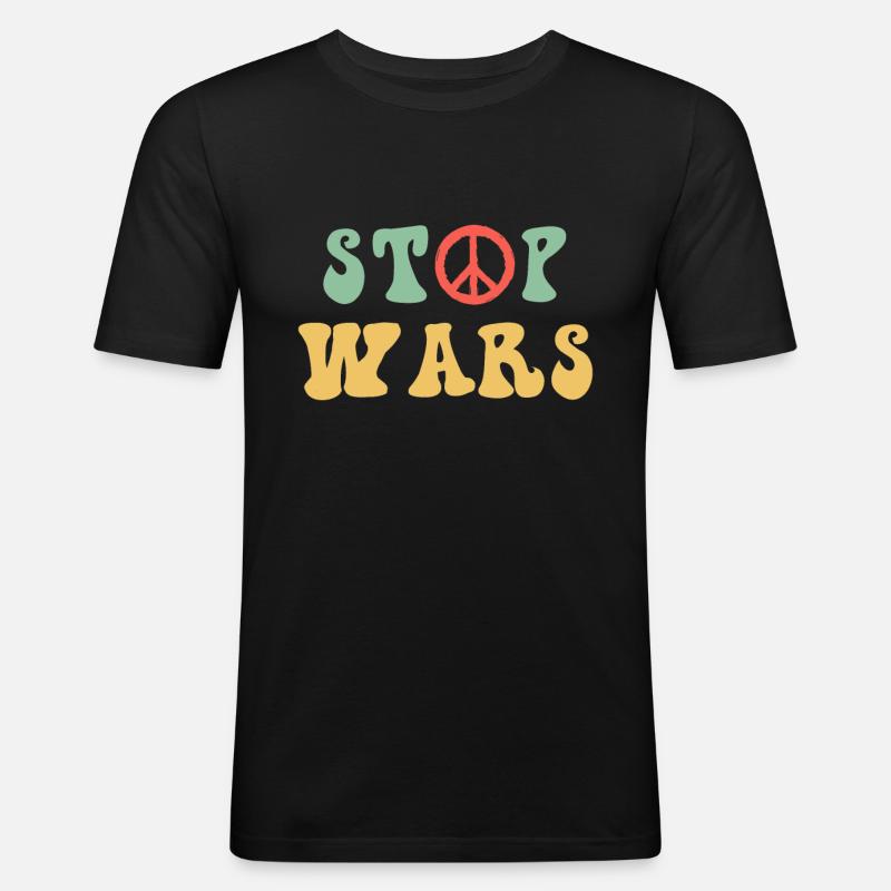 Stop krige - fred, fred tegn - Herre Slim Fit T-Shirt - sort