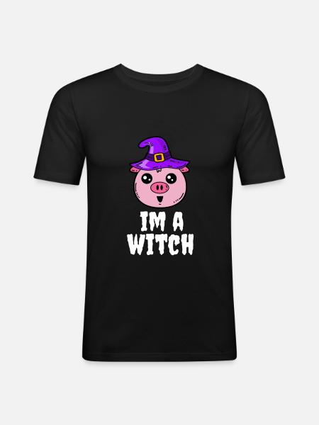 I'm a witch - witches pig - Men's Slim Fit T-Shirt - black