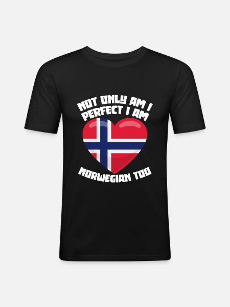 Norsk Perfekt Norge Norsk - Slim Fit T-skjorte for menn - svart