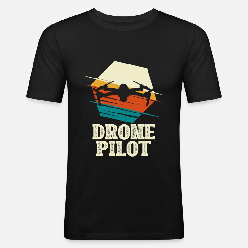 Drone Pilot - Quadcopter Multicopter - Männer Slim Fit T-Shirt - Schwarz