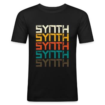 Synthes Synthesizer Keyboard cadeau - T-shirt près du corps Homme - noir - Devant - Nik (191cm)