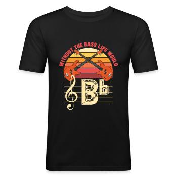 Without The Bass Life would Bb - bassiste - T-shirt près du corps Homme - noir - Devant - Nik (191cm)