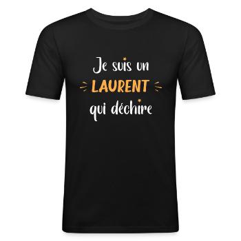 laurent - T-shirt près du corps Homme - noir - Devant - Nik (191cm)