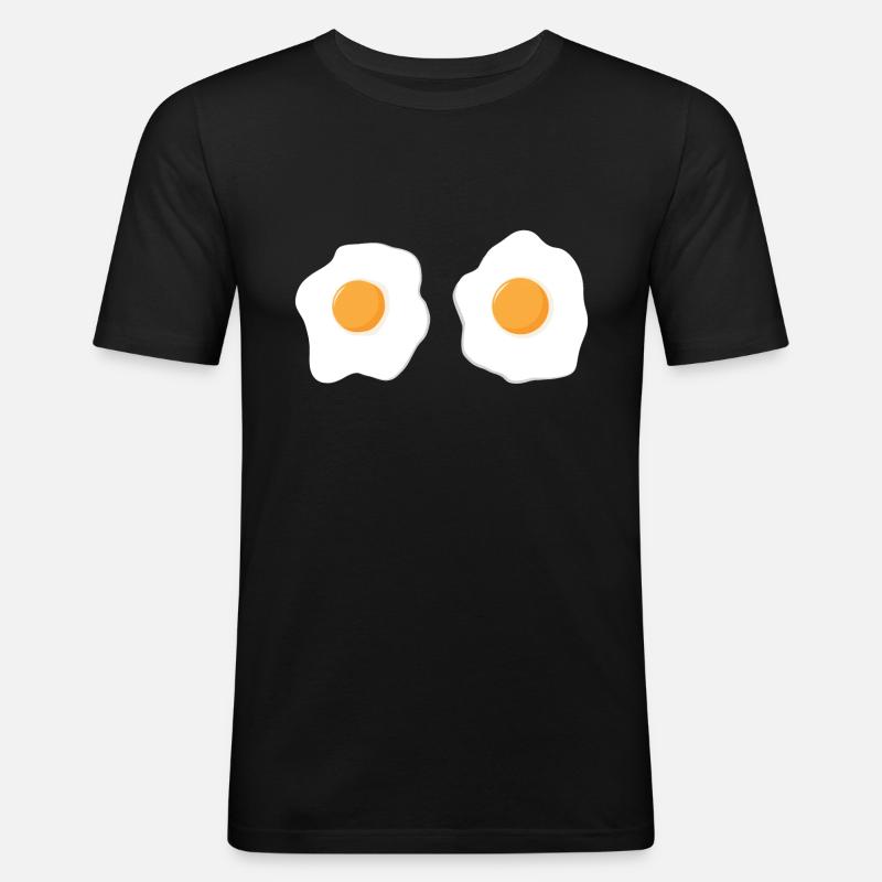 zwei Spiegeleier - Männer Slim Fit T-Shirt - Schwarz