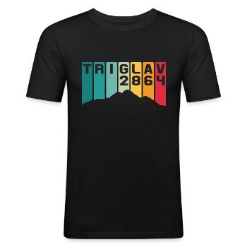 Triglav Triglau Slovénie Slovenia Kranjska Gora - T-shirt près du corps Homme - noir - Devant - Nik (191cm)