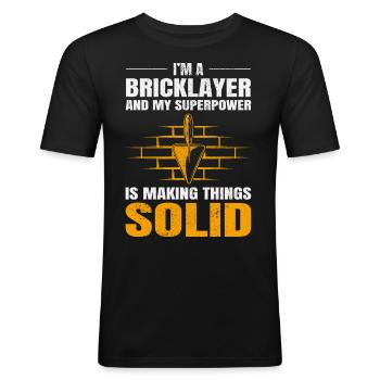 Bricklayer Bricklaying Brick Mason Wall Builder - Men's Slim Fit T-Shirt - black - Front - Nik (191cm)