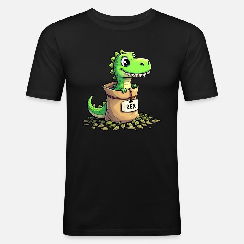 Tea Rex Dinosaurier - Männer Slim Fit T-Shirt - Schwarz