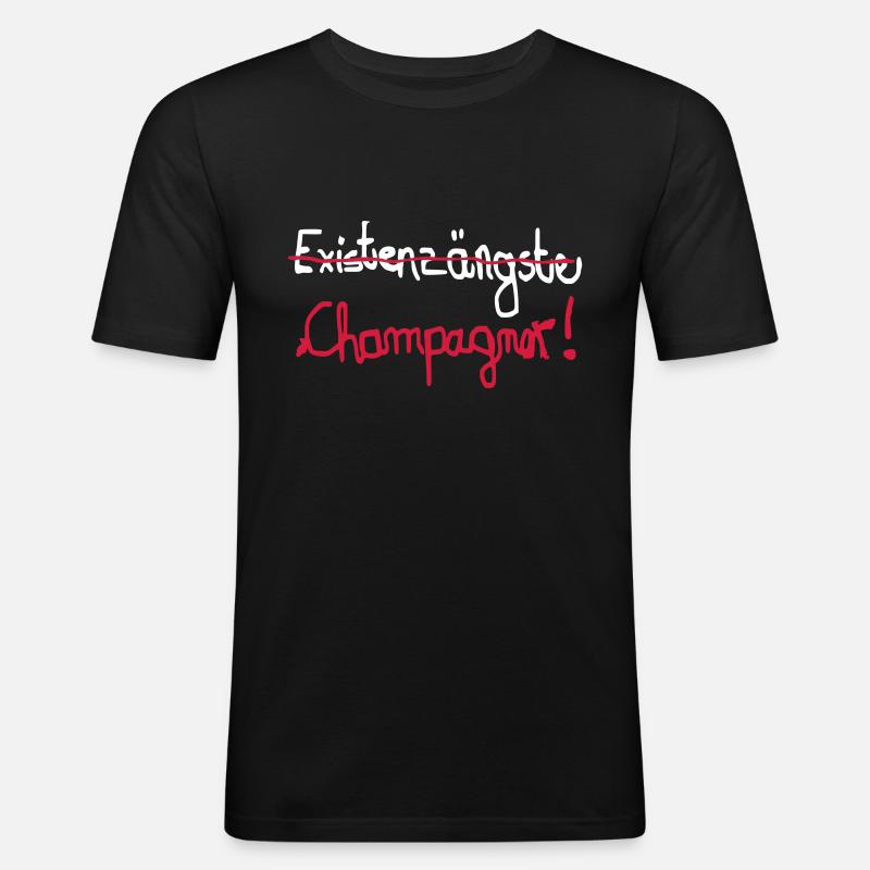 EXISTENSÄNGSTE champanger - Männer Slim Fit T-Shirt - Schwarz