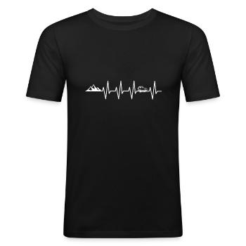 Geländewagen Offroad Fahrzeug Herzschlag EKG - Männer Slim Fit T-Shirt - Schwarz - Vorne - Nik (191cm)