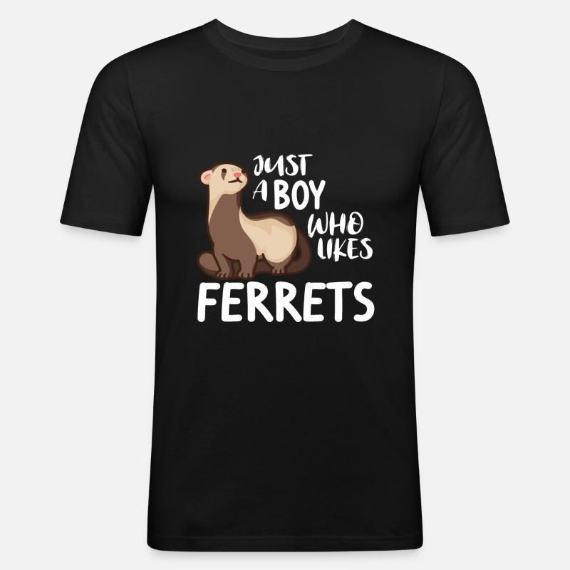 Frettchen Wiesel Ferret Just a boy - Männer Slim Fit T-Shirt - Schwarz