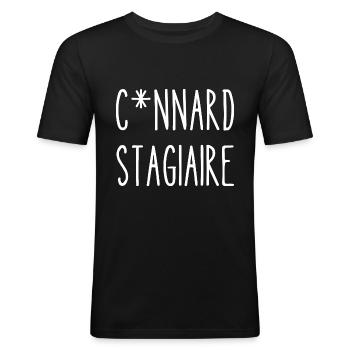 connard stagiaire - T-shirt près du corps Homme - noir - Devant - Nik (191cm)