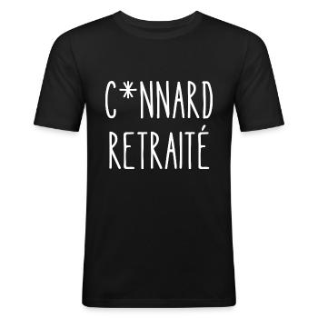 connard retraité - T-shirt près du corps Homme - noir - Devant - Nik (191cm)