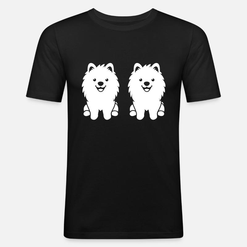 Samojede - Männer Slim Fit T-Shirt - Schwarz
