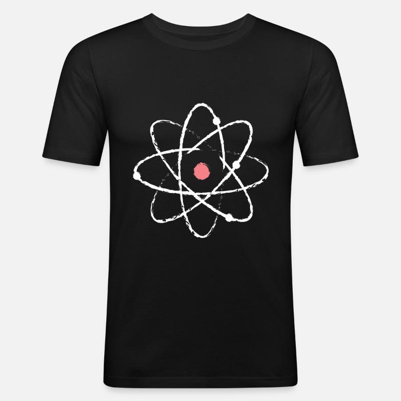 Physik Atom - Männer Slim Fit T-Shirt - Schwarz