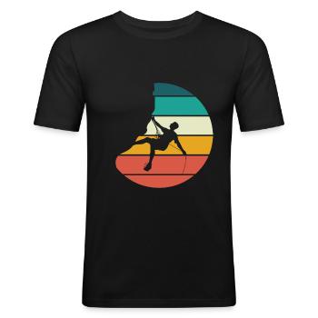 Kletterer Boulderer klettern bouldern Retro - Männer Slim Fit T-Shirt - Schwarz - Vorne - Nik (191cm)