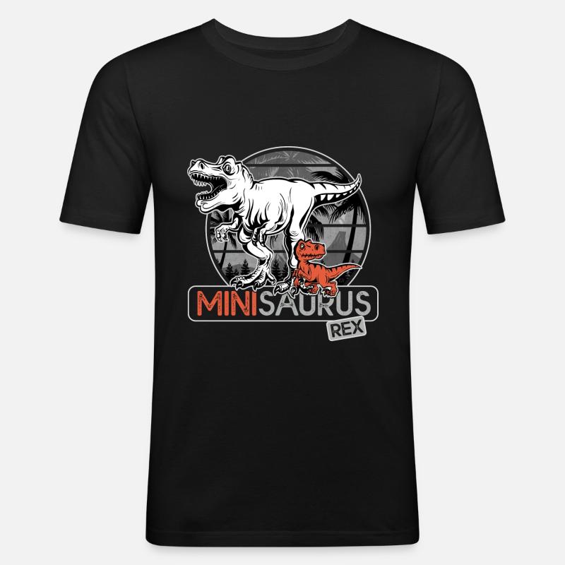 Minisaurus rex Dinosaurier Junge Geschenk - Männer Slim Fit T-Shirt - Schwarz