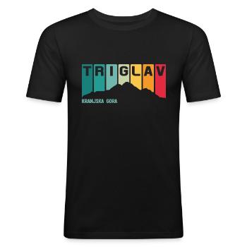 Triglav Montagne Slovénie Slovenia Kranjska Gora - T-shirt près du corps Homme - noir - Devant - Nik (191cm)