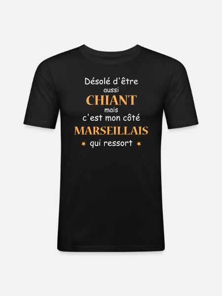 Chiant MARSEILLAIs - T-shirt près du corps Homme - noir